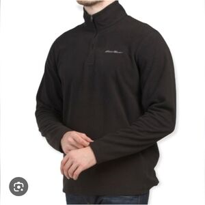 Eddie Bauer Mens Fleece 1/4 Zip Sweatshirt Long Sleeve Black XL